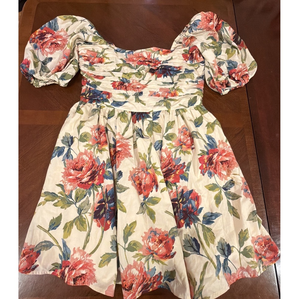 Abercrombie & Fitch Emerson Poplin Mini Floral Puff Sleeve Dress Large Tall